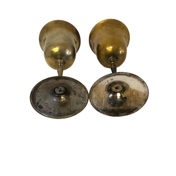Brass Goblets Decorative Wine Cups Chalice Stem Glasses Set Of 2 Weddings - Picture 5 of 9